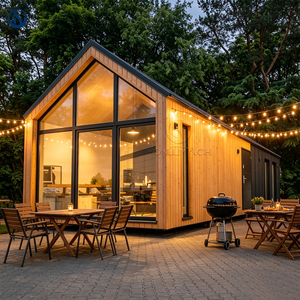 Casas Modulares Prefabricadas, Casa Inteligente Prefabricada, <span class=keywords><strong>Chalet</strong></span> Triangular con Aspecto de Madera para Proyectos de Hoteles y Resorts y Uso Comercial - Product Image 1