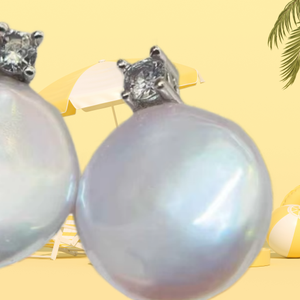 ต่างหูเงินแท้ S925 จาก UM Jewelry ประดับมุกน้ำจืดทรงบาร็อคสีขาว พร้อมพลอยเดือนมิถุนายน เหมาะสำหรับงานหมั้น งานแต่งงาน หรืองานเลี้ยง - Product Image 2