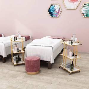 Obral besar keranjang Salon kecantikan hitam emas perak alat Salon tata rambut keranjang tangan dengan roda logam troli Salon kecantikan - Product Image 4