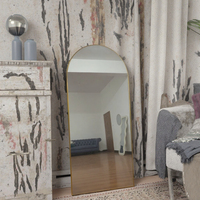 Miroir sur Pied Sur Mesure, Fait à la Main, Moderne, Haute Définition, Grand Format, en Verre, Cadre Métallique, en Arc, pour Salle de Bain, Salon, Chambre