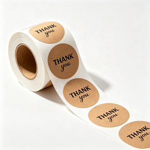Étiquettes autocollantes imperméables en papier kraft, découpées rondes sur mesure, pour remerciement, scellage d'enveloppes et décoration de cadeaux - Product Image 1