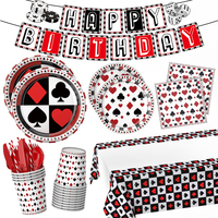 Ensemble de vaisselle pour fête sur le thème du poker de casino, idéal pour les fournitures de fête sur le thème du casino de Las Vegas