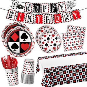 Ensemble <span class=keywords><strong>de</strong></span> vaisselle pour fête sur le thème du poker <span class=keywords><strong>de</strong></span> casino, idéal pour les fournitures <span class=keywords><strong>de</strong></span> fête sur le thème du casino <span class=keywords><strong>de</strong></span> Las Vegas - Product Image 1