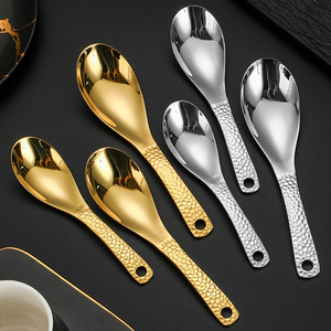Cuchara de postre de acero inoxidable 304 con diseño martillado en forma de lágrima para el hogar y niños - Product Image 1
