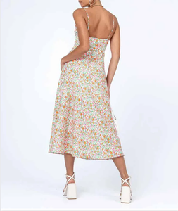 <span class=keywords><strong>Disegno</strong></span> su misura <span class=keywords><strong>estate</strong></span> Casual dolce donna stampa ritaglio con volant Trim dolce abito sottoveste per le donne - Product Image 3