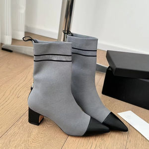 Bottines à talons hauts sur mesure de luxe, nouvelle mode 2026, confortables, en cuir de vachette, talons tricotés pour femmes - Product Image 1