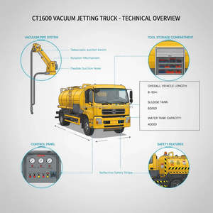 Caminhão Combinado de Limpeza e Sucção de Esgoto em Alta Venda - Product Image 5