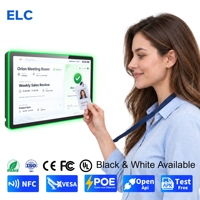 Panneau de réservation de salle de réunion PoE avec lecteur de carte NFC, tablette, support VESA, lumière d'état LED RVB, Android 14 pour la planification de conférences