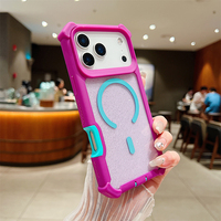 Coque antichoc transparente à paillettes magnétique pour iPhone 17 Air 16 15 14 Plus 13 11 12 Pro Max avec dos transparent