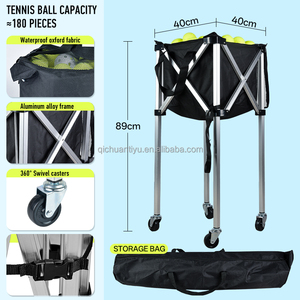 Chariot pliable à roulettes pour balles de <span class=keywords><strong>tennis</strong></span> et pickleball, chariot d'entraînement sportif avec sac de rangement, organisateur portable pour balles de baseball - Product Image 4