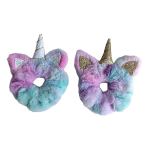 Arco Iris <span class=keywords><strong>unicornio</strong></span> Scrunchie oreja tocado brillante oro plata lentejuelas lindo cerdo Colon Scrunchie dulce estilo - Product Image 1