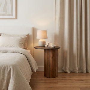 Mesa de Centro Redonda de Madera Hecha a Mano Estilo Vintage, Mesa Auxiliar Rústica para Espacios Pequeños, para Sala de Estar, Dormitorio, Entrada - Product Image 5