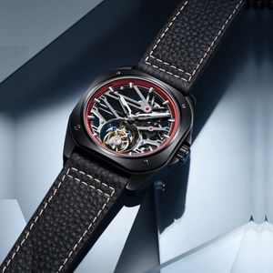 Montre Tourbillon Octogonale Vintage pour Hommes, Cadran Squelette, Verre Saphir, Acier 316L, Mécanique Étanche - Product Image 4