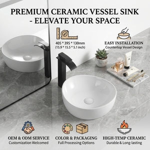Lavabo de salle de bain en céramique à poser <span class=keywords><strong>sur</strong></span> comptoir, forme unique - Product Image 4