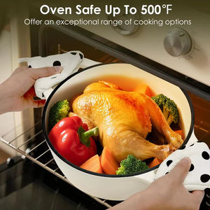 Olla de Hierro Fundido Esmaltado con Tapa, Utensilio de Cocina Resistente para Estofar y Asar, Apta para Horno hasta 500 Grados ° Crema Blanca F - Product Image 4