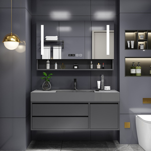 Mueble de Baño Grande Negro Mate <span class=keywords><strong>para</strong></span> Montar en la Pared, 36 Pulgadas, Conjunto de Muebles de Baño Americanos de Diseño Único - Product Image 3