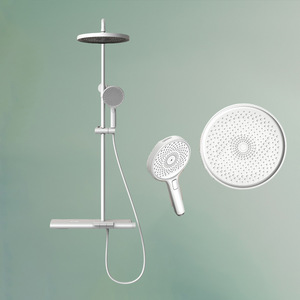 Ensemble de pomme de douche à jet de pluie en cuivre massif brossé gris anthracite Vimijia, robinets mélangeurs chaud-froid, douche de bain - Product Image 3
