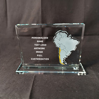 Neelpure 186292 Mapa del Continente en Cristal, Premio Personalizado con Imagen Artística, Placa Personalizada para Asociaciones Comerciales Globales