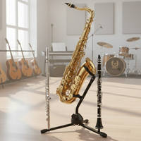 Soporte de exhibición para saxofón alto y tenor CNBear SA-3B de metal ajustable, antideslizante, con acolchado protector y 2 clavijas, 45-49 cm, Taiwán