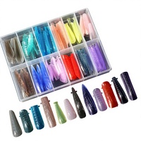 Boîte de rangement pour outils de nail art en résine, 12 types, 144 pièces, moules d'extension d'ongles colorés, capsules d'ongles, ongles portables