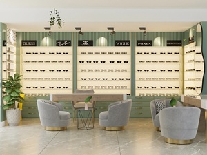 Vitrina Moderna para Exhibición de Gafas Engin Optik, Color Marrón Claro, Estantes Escalonados, Laminada, Rectangular, para Tiendas Minoristas - Product Image 6
