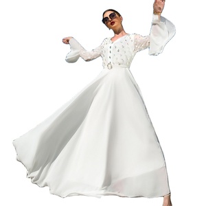 SH0124 nuevo tres d Patchwork cuentas adornadas vestido blanco modesto ropa islámica Oriente Medio <span class=keywords><strong>Marruecos</strong></span> mujeres <span class=keywords><strong>vestidos</strong></span> <span class=keywords><strong>de</strong></span> <span class=keywords><strong>novia</strong></span> - Product Image 4