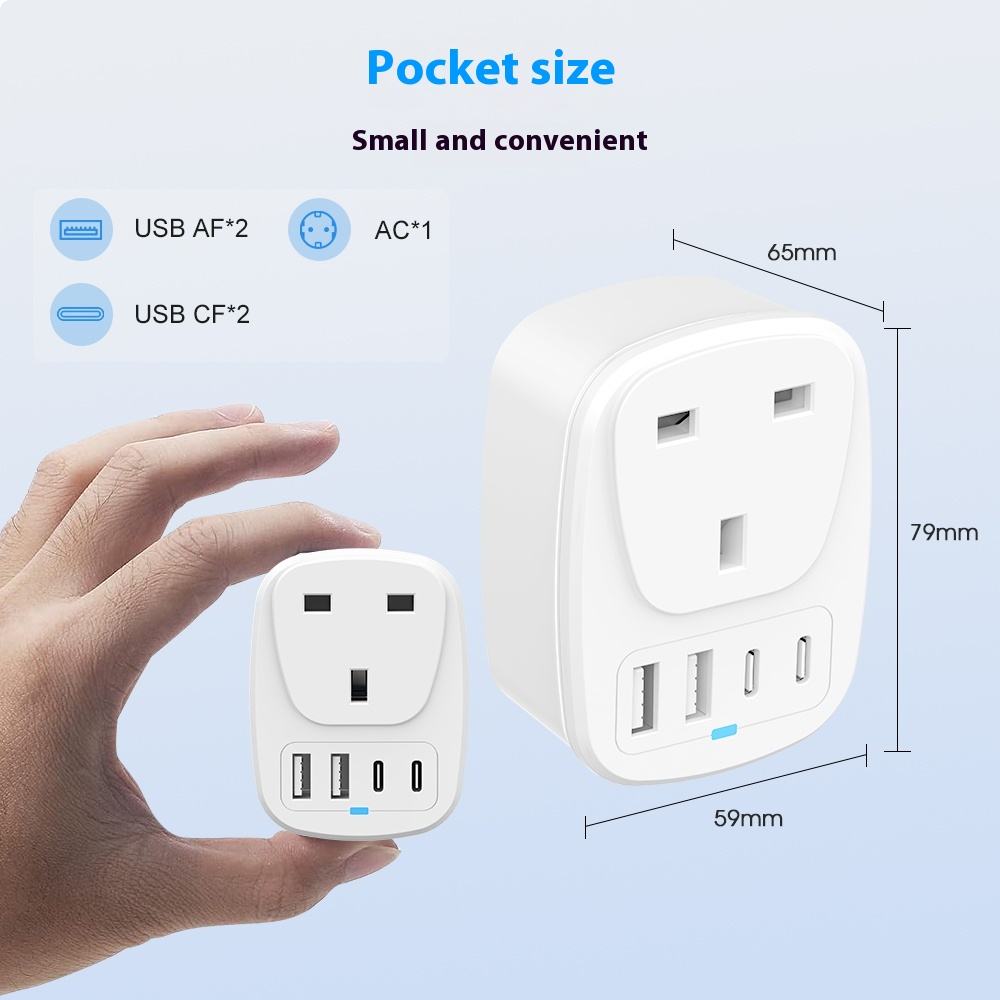 HONPNK UK901UK-2A2C18 18W Universal Plug Socket for UK Ireland Hong Kong Singapore Malaysia Travel Adapter