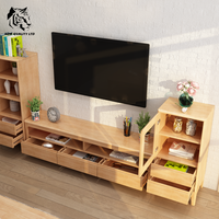 Meuble TV en bois massif personnalisable avec rangement pour salon, prix de gros direct usine, idéal pour hôtels modernes