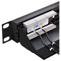 Haina Gigabit Cat6 24-Port Network Distribution Frame Kelas Teknik 1U Kabinet Rak Baja Cold-Rolled Panel Patch HN-624