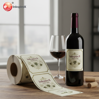 Étiquette en feuille d'or personnalisée gaufrage rouleau d'autocollant de vin en métal auto-adhésif pour bouteilles de vin privées pour usage alimentaire emballées dans des cartons