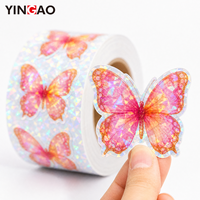 Autocollants papillons éthériques personnalisés en rouleau, imperméables, découpés, motifs animaux mignons pour scrapbooking et décoration de cadeaux