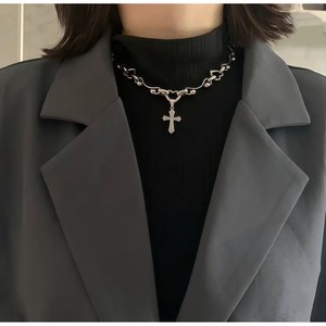 สร้อยคอจี้รูปกางเขนสไตล์พังก์โลหะสำหรับอุตสาหกรรมหนัก  แบบโซ่รัก  สำหรับทั้งชายและหญิง  สร้อยคอแฟชั่น - Product Image 3