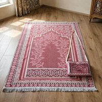 Tapis de prière musulman à motif de mosquée, tapis islamique à franges, tapis de prière pliable et portable, cadeau religieux pour le Ramadan et l'Aïd