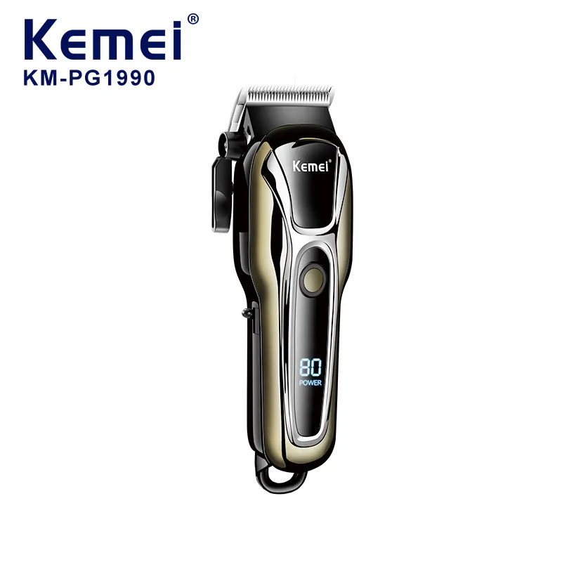 Usb Electric Hair Trimmer Rechargeable Shaver Razor Kemei Km-427 Led  Digital Display Cordless Adjustable Clipper