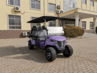 Carrito de Golf de 4 Ruedas a Gasolina, 6 Plazas con Techo y Parabrisas, Buggy Todoterreno para Complejos Turísticos, Campos de Golf y Comunidades