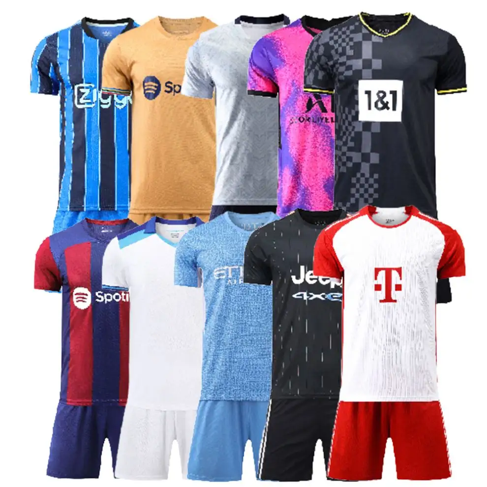 Оптовая продажа, 23/24 набор футбольной одежды для команды клуба по индивидуальному заказу, комплект футбольной формы с вышивкой, таиландский качественный сублимированный футбольный трикотаж для мужчин