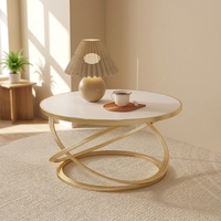 Table d'appoint compacte en fer forgé pour balcon, table d'angle tendance de luxe léger, table à thé avec plateau en marbre, table basse minimaliste pour petit salon