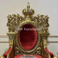 Chaise de trône tuftée victorienne de style baroque fauteuil en velours rouge de luxe royal chaise de salon en or antique à cadre en bois massif