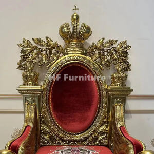 Phong cách <span class=keywords><strong>Baroque</strong></span> Victorian chần chừ ngai vàng hoàng gia sang trọng nhung đỏ ghế bành khung gỗ rắn cổ vàng phòng khách ghế - Product Image 6