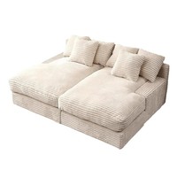 Canapé-lit nuage en peluche de style italien, une place, profondeur d'assise extra-large, en velours côtelé épais, style Wabi-Sabi, haut de gamme, moderne pour villa