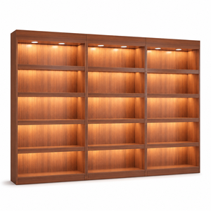 Scaffalatura Espositiva in Legno Resistente con Illuminazione LED, Retro Regolabile, Dimensioni Personalizzabili - Espositore da Terra Moderno per Negozi al Dettaglio - Product Image 1