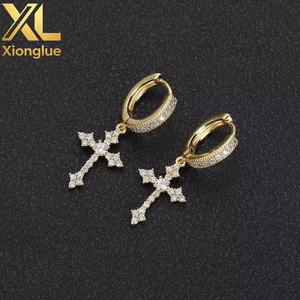 Full Cross <b>Earrings</b> for Men and Women Personalized Gift <b>Earrings</b> for Street Trendy Hip-hop Rap Accessories Copper Alloy - Product Image 1