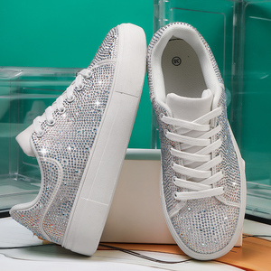 Chaussures de marche compensées respirantes antidérapantes pour femmes avec strass et cristaux, baskets de soirée décontractées et élégantes - Product Image 2