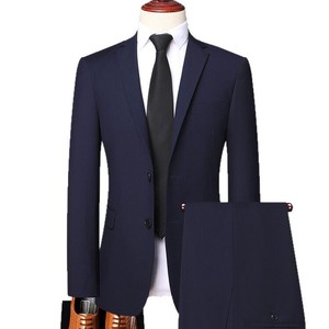 Ensemble de Costume <span class=keywords><strong>Homme</strong></span> Slim Fit à Revers Cranté, Simple, Tendance, Respirant, Anti-Plis, Matelassé, à Deux Boutons, de Haute Qualité - Product Image 1
