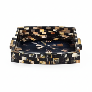 Bandeja de Servir de Cuerno de Búfalo Natural Sostenible con Diseño Clásico, Tazón de Cuerno Pulido con Asa, Personalizable para Regalos - Product Image 1