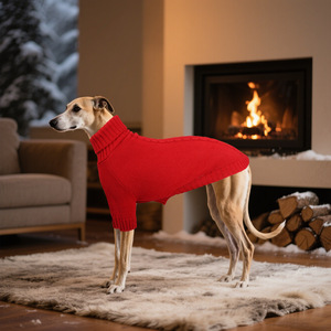 Winter New Red Acrylic <strong>Dog</strong> Sweater For Medium/Large <strong>Dogs</strong> Comfortable Warm Ribbed <strong>Knit</strong> Pet Apparel - Product Image 2