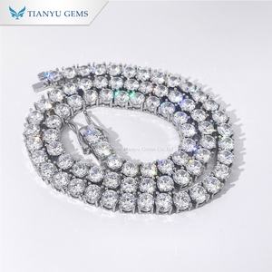 Collar de cadena estilo tenis Tianyu Gems, chapado en oro e incrustado con circonita cúbica grande, joyería moderna de estilo hip-hop. - Product Image 2