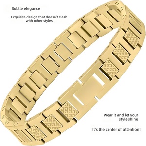 Bracciale in <span class=keywords><strong>Acciaio</strong></span> Inossidabile Stile TK Best-seller; Confezione Ispirata allo Stile Francese, Lusso Leggero di Alta Gamma, Tono Oro per Uomo - Product Image 3