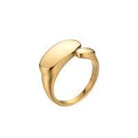 Bague tendance hypoallergénique, résistante à l'eau, en acier inoxydable plaqué or 14k 18k pour femmes