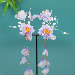Nouvelle pince à cheveux papillon estampillée à chaud, design original de style ancien, faite à la main, super féerique et élégante, avec pompon violet, pour Hanfu - Product Image 4